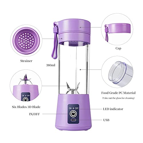 Etekcity Portable 6-Blade Juicer Blender with built-in Jar, Juice Mixer Bottle,Fruit Juice Machine,USB Rechargeable Personal Size Juicer Grinder for Juices,Protein&Milk Shakes (REDQ1)|B0FFYZPVKF